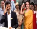 ஒருபக்கம் விஜய்யின் சல்யூட்.. மறுபக்கம் த்ரிஷாவின் ரியாக்ஷன்!! ப்பா.. ஊரு கண்ணே இவங்க மேல தான்..!!