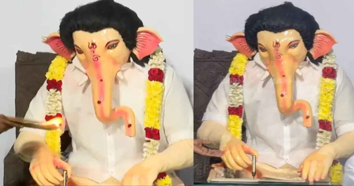 முதல்வர் நாற்காலியில் விஜய்... தவெகவினரின்  விநாயகர் சிலை வைரல்..!