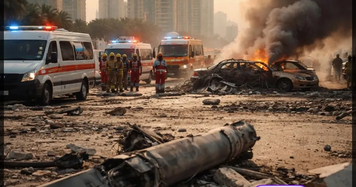 சிதறிய ஏவுகணை பாகங்கள் மோதி இந்தியர் உட்பட 2 பேர் பலி!! அபுதாபியில் அரங்கேறிய சோகம்!!