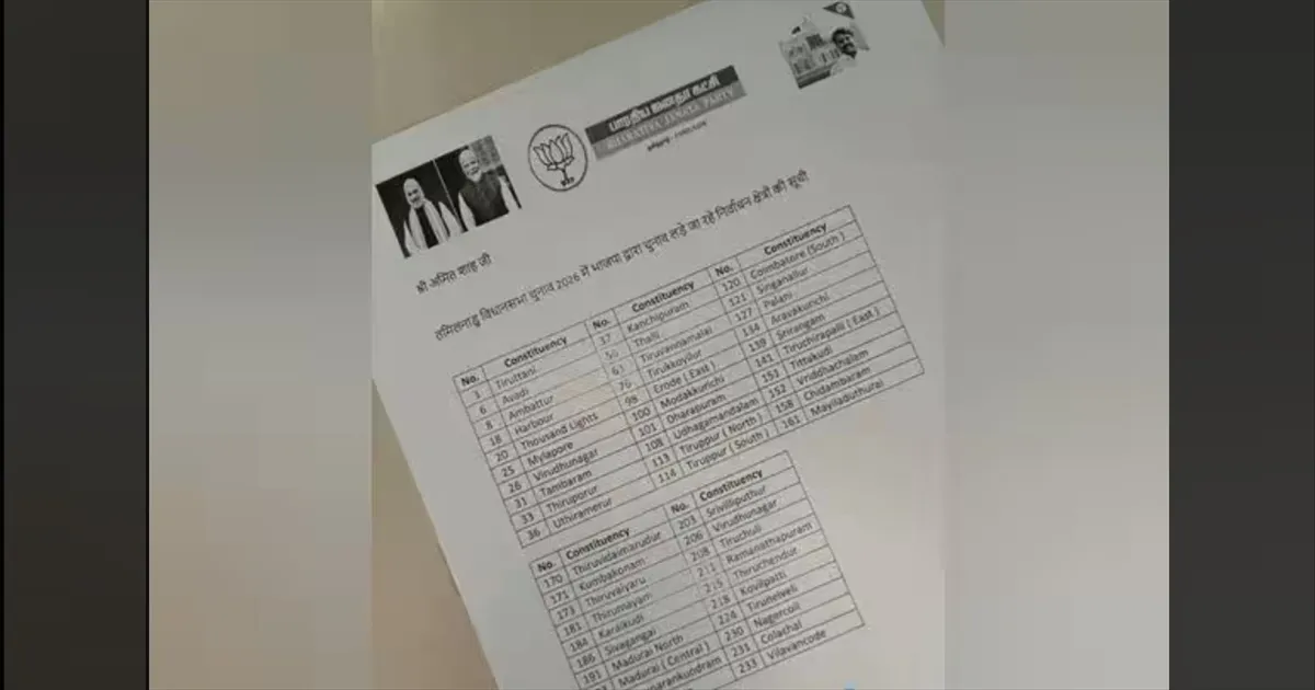 2026 தேர்தல்! பாஜக குறிவைக்கும் 50 தொகுதிகள் லீக்!!  தலைமை ஒப்புதலுக்கு சென்ற பட்டியல் இதோ!
