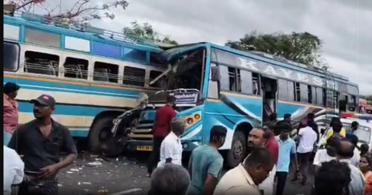 #BREAKING நேருக்கு நேர் மோதிக்கொண்ட தனியார் பேருந்துகள் - 6 பேர் பலி; 5 பேர் கவலைக்கிடம் - 40 பேர் படுகாயம்...!