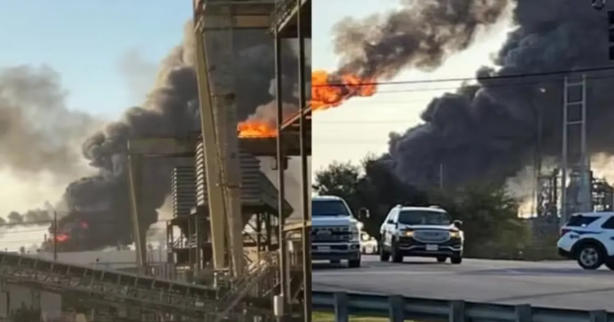 பகீர் காட்சிகள்...!! - அமெரிக்காவில் அதிர்ச்சி சம்பவம்... கொளுந்துவிட்டு எரியும் எண்ணெய் சுத்தரிப்பு ஆலை...!