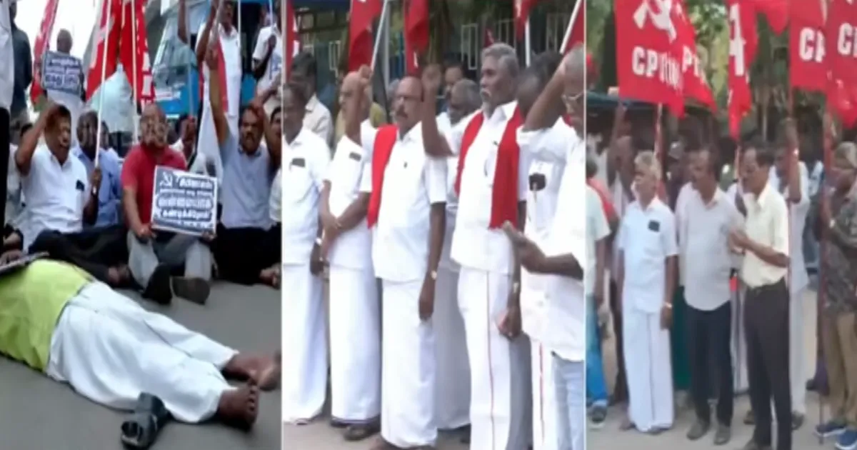 சாலையில் படுத்து உருண்ட கம்யூனிஸ்ட்கள்... குண்டு கட்டாய் தூக்கிய விஜய் போலீஸ்...! 