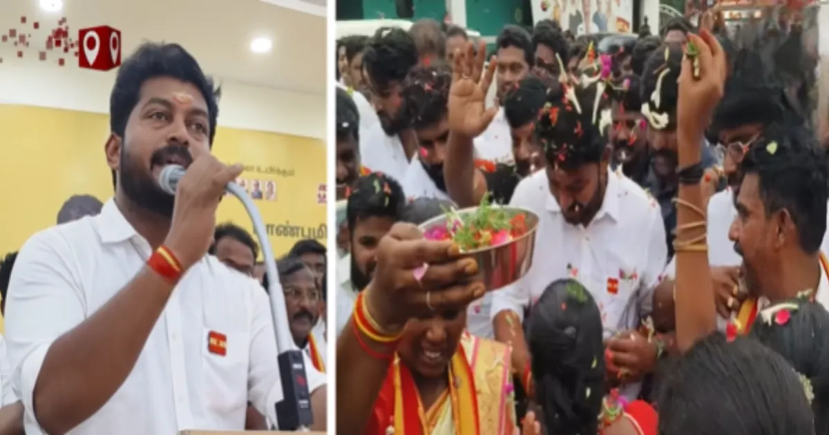 தொகுதிக்கு விசிட் அடித்த முதல் நாளே  இப்படியா?... தவெக அமைச்சர் செயலால் ஷாக்கில் மக்கள்... அம்பலமான ‘ஸ்டிக்கர்’ அரசியல்...!