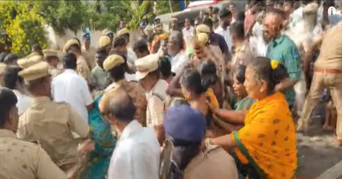 போலீசார் மீது மண்ணெண்ணெய் ஊற்றி கொளுத்த முயற்சி... ராமேஸ்வரத்தில் உச்சக்கட்ட பரபரப்பு...!