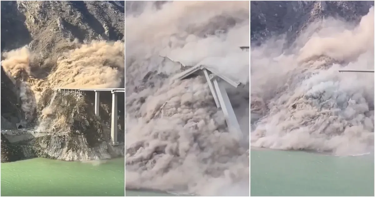 Due to earthquake China New bridge Collapse 