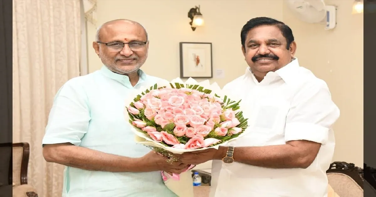 எதிர்க்கட்சி தலைவர் ஈபிஎஸ் - துணை ஜனாதிபதி சிபிஆர் சந்திப்பு! பூங்கொத்து வழங்கி வாழ்த்து!