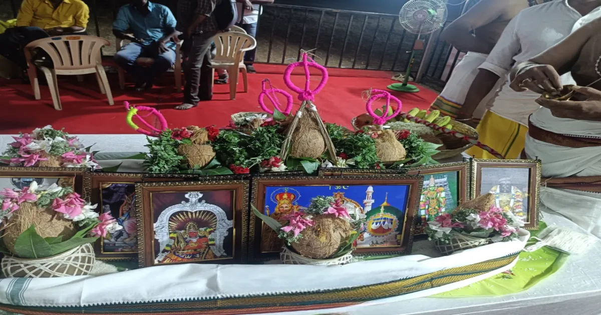 விநாயகர், வேளாங்கண்ணி மாதா, மெக்கா படங்கள்... யாகத்துடன் தொடங்கியது தவெக 2வது மாநாடு பூஜை...!