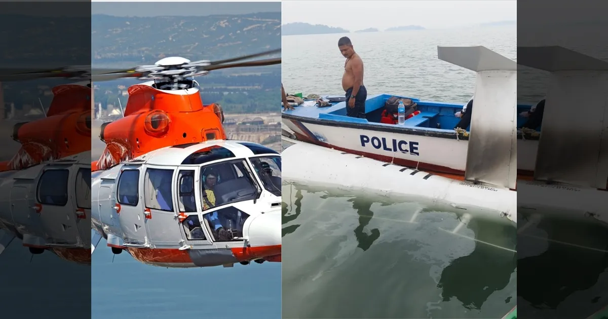 கட்டுப்பாட்டை இழந்து அந்தமான் கடலில் விழுந்த ஹெலிகாப்டர்!!  கடலில் தத்தளித்த பயணிகள்!!