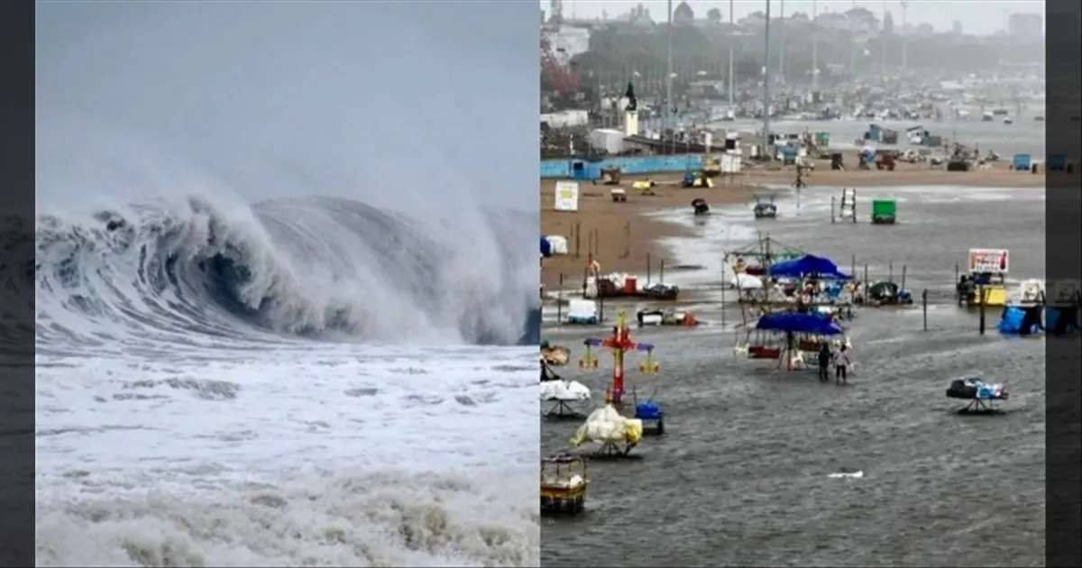 மெரீனாவுக்கு போகாதீங்க..!! கொந்தளிக்கும் கடல் அலைகள்.. வீசும் சூறாவளிக்காற்று..!! மக்களுக்கு வார்னிங்..!!