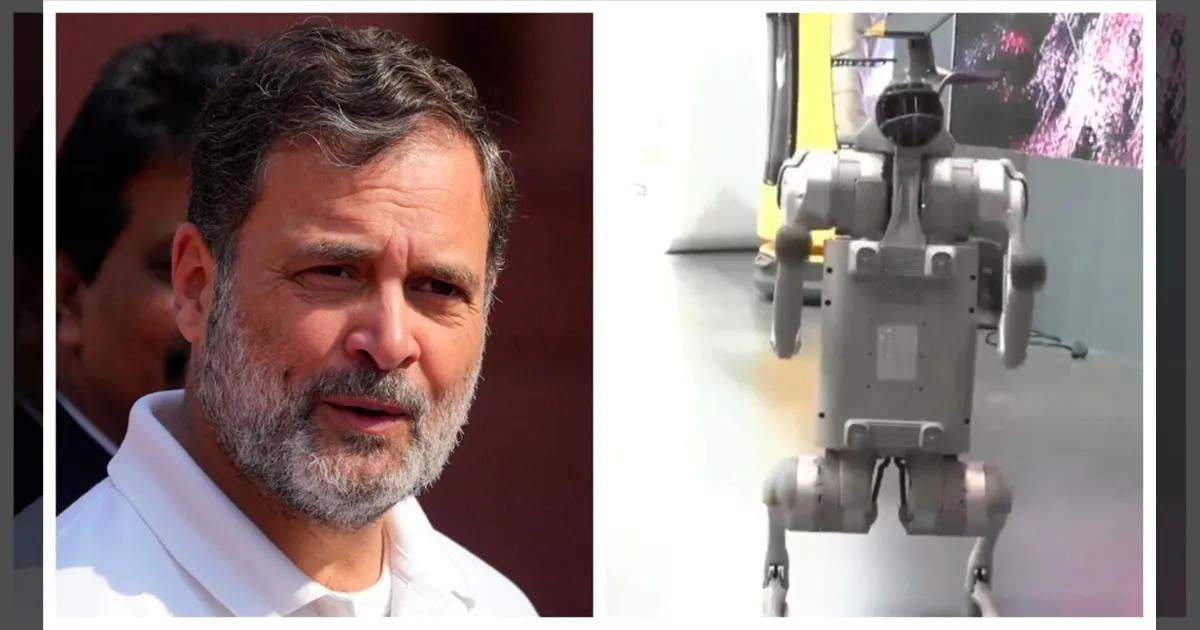 டெல்லி ஏஐ மாநாட்டில் சீன ரோபோ நாய்..!! சீனா நம்மை கேலி செய்கிறது..!! கொந்தளித்த ராகுல்காந்தி..!!