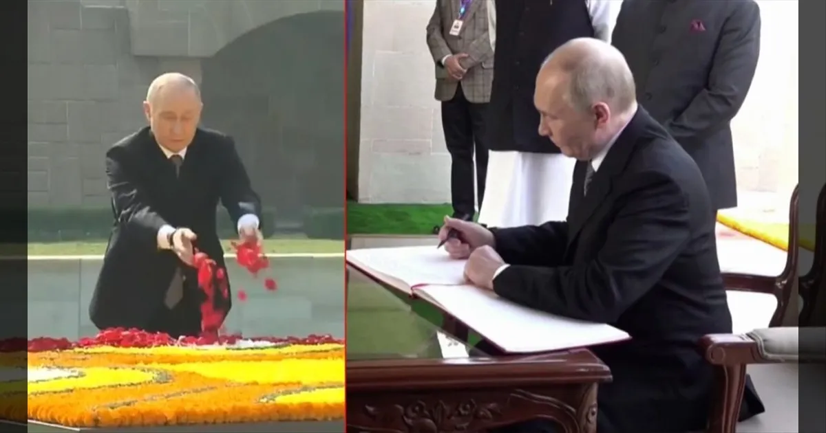 காந்தி நினைவிட பதிவேட்டில் புதின் எழுதிய உருக்கமான குறிப்பு..!! என்ன தெரியுமா..??