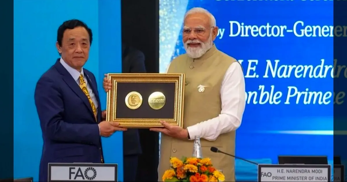 விவசாயிகளின் நலனுக்காக பாடுபட்ட பிரதமர் மோடி..!! 'அக்ரிகோலா' பதக்கம் வழங்கி கௌரவித்த ஐநா..!!