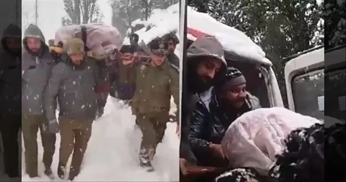 கொட்டும் பனியிலும் ஒரு பாசம்..!! பிரசவ வலியால் துடித்த பெண்..!! தாயாக மாறிய ராணுவ வீரர்கள்..!!