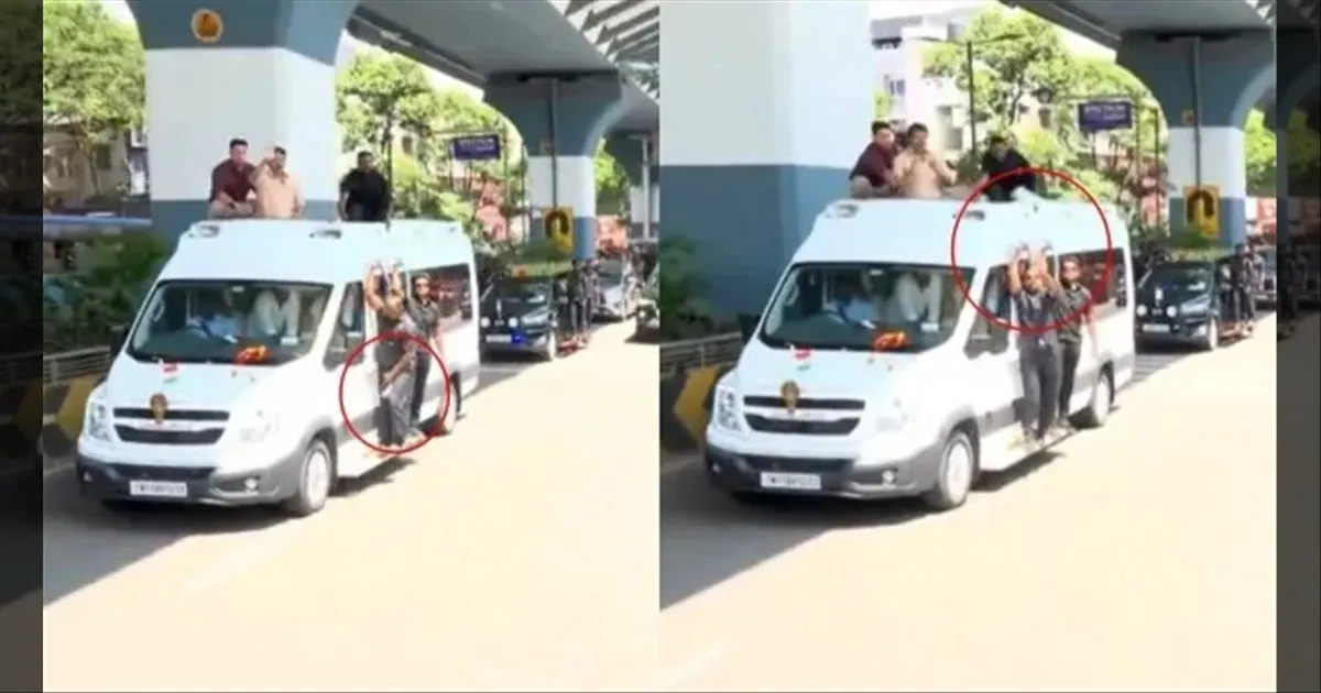 விஜய் வாகனம் மீது திடீரென பாய்ந்து வந்த தண்ணீர் பாட்டில்..!! அவிநாசி சாலையில் பரபரப்பு!!