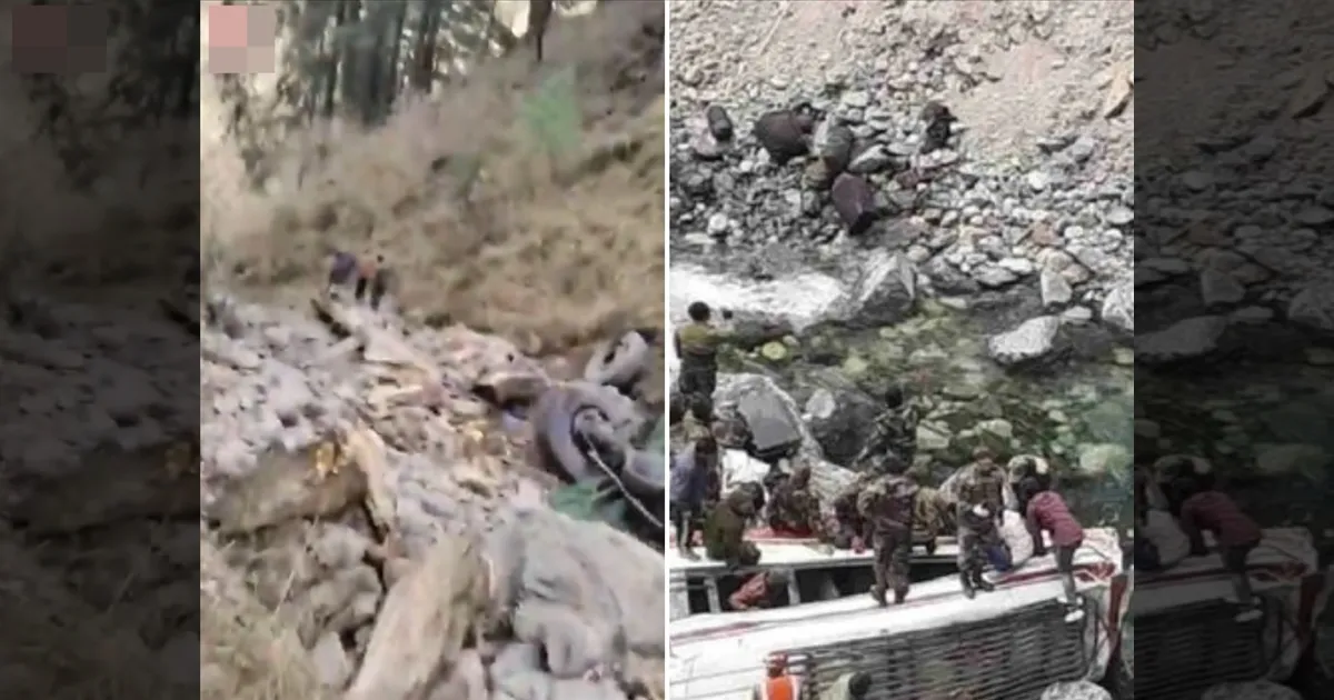 காஷ்மீர்: 200 அடி பள்ளத்தில் கவிழ்ந்த வாகனம்..!! பறிபோன ராணுவ வீரர்களின் உயிர்..!!