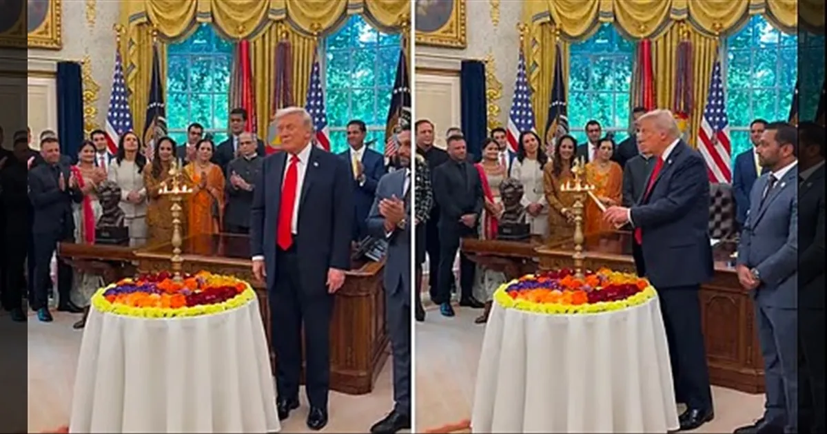 குத்து விளக்கேற்றி தீபாவளி கொண்டாடிய டிரம்ப்..!! ஒளியின் வெற்றி, நட்பின் பிணைப்பு..!!