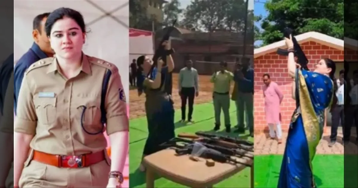 சேலையில் கம்பீரம்.. கையில் AK-47!! 'லேடி லயன்' IPS அதிகாரியின் வைரல் வீடியோ!!