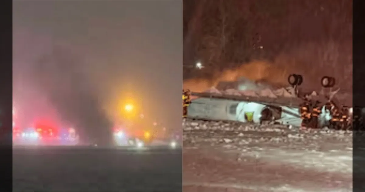 அமெரிக்காவில் கடும் பனிப்புயல்..!! விமானத்தில் தீ விபத்து..!! 7 பேர் பரிதாப பலி..!! 