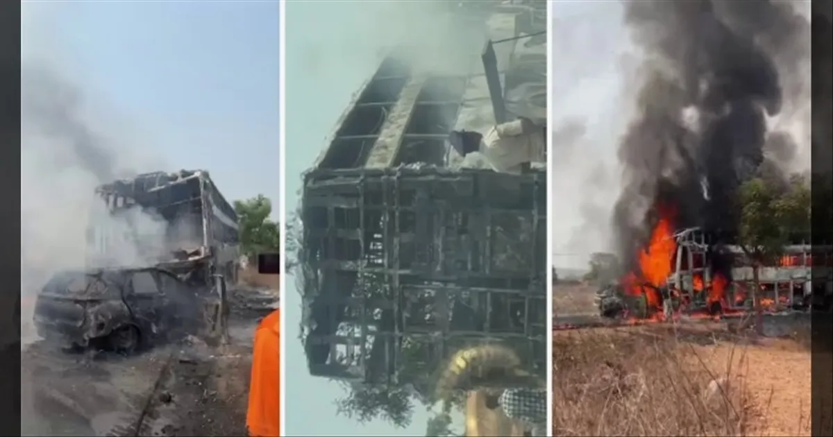 கர்நாடகாவில் கோர சம்பவம்: பேருந்து மீது நேருக்கு நேர் மோதிய கார்..!! 6 பேர் பரிதாப பலி..!!