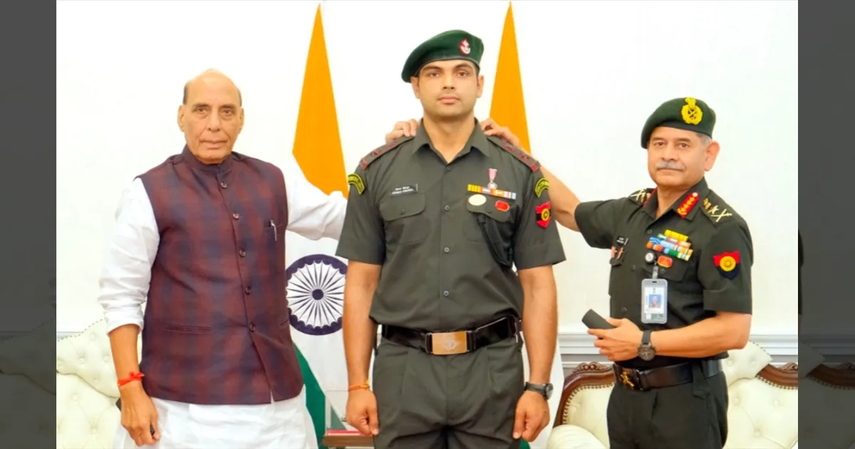 'Lt. கர்னல்' நீரஜ் சோப்ரா..!! ஒலிம்பிக் தங்கம் வென்ற வீரருக்கு கிடைத்த உயரிய கௌரவம்..!!