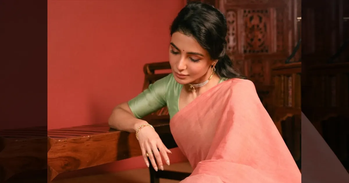 சேலையில் குடும்ப பெண்களுக்கே சவால் விடும் அழகில் நடிகை சமந்தா..! இணையத்தில் வைரலாகும் அழகிய கிளிக்ஸ்..!