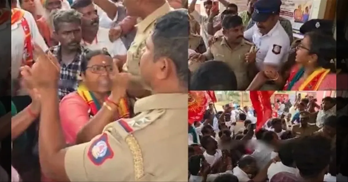 பேனரை அகற்றிய போலீஸ்..!! சண்டைக்கு போன நாதக தம்பிகள்..!! களேபரமான தாராபுரம்..!! 