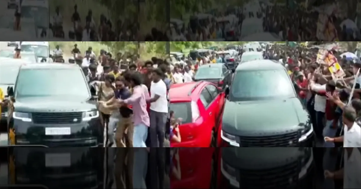 புதுவையில் பிரச்சாரம்.. விஜய் காரின் மீது ஏறிய தொண்டர்கள்... மரக்காணத்தில் பரபரப்பு..!!