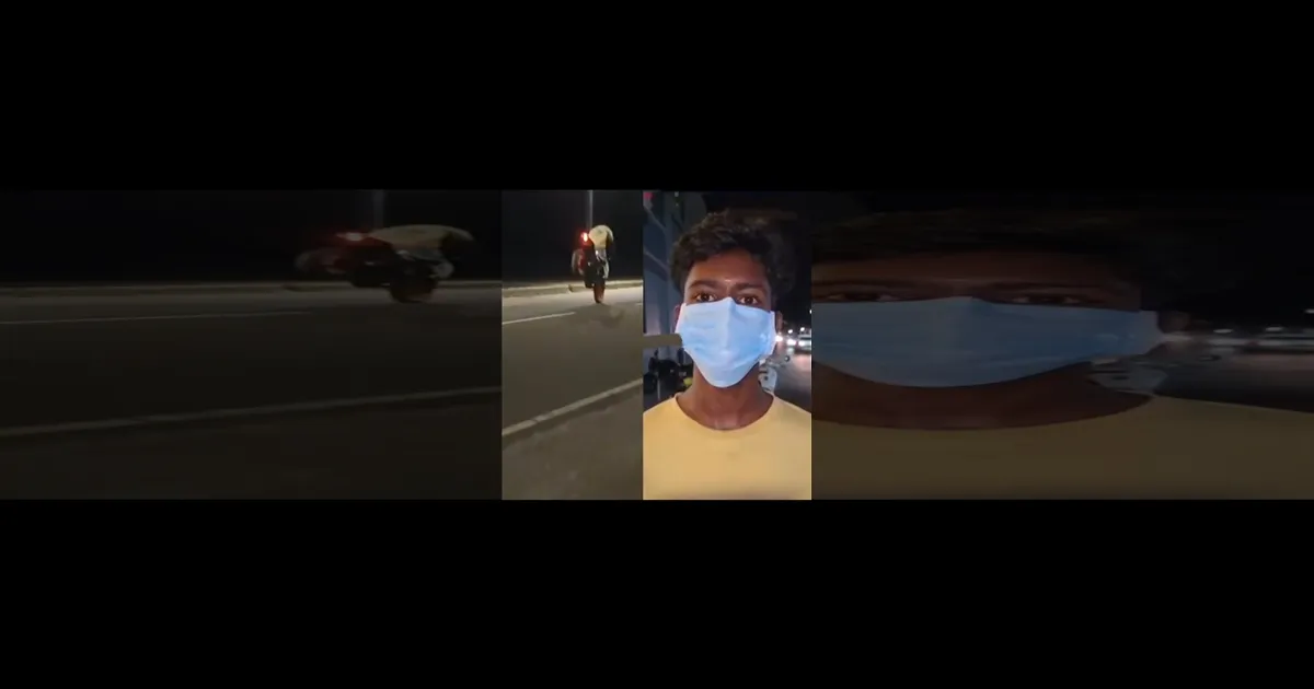 இனிமே இப்படி செய்யமாட்டேன்..! பைக் சாகசம் செய்த இளைஞருக்கு ட்ரீட்மென்ட் கொடுத்த போலீஸ்..!