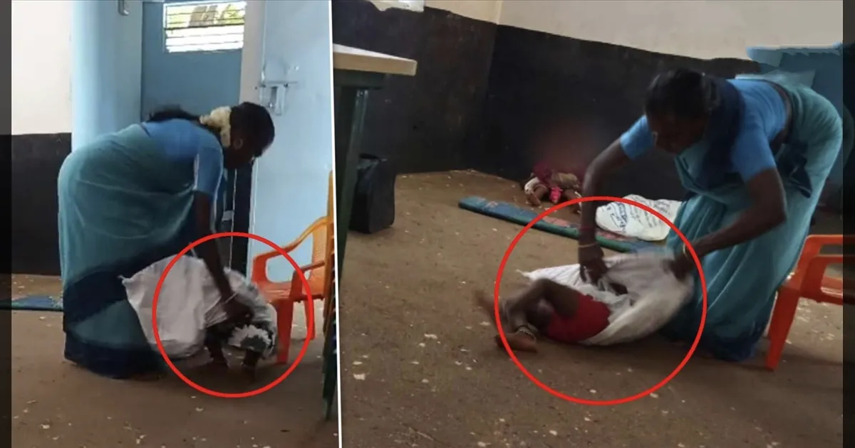 சாக்கு பையால் முகத்தை மூடி குழந்தை துன்புறுத்தல்..! அங்கன்வாடி ஊழியர் அதிரடி கைது..! 