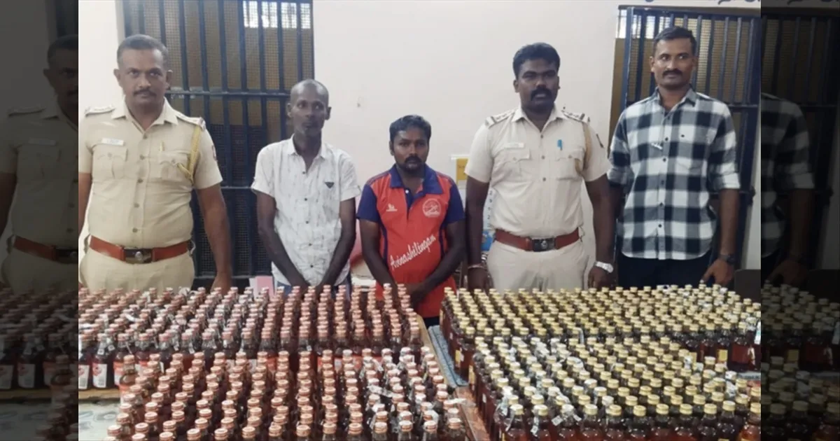 காந்தி ஜெயந்தி..!  சட்டவிரோத மதுபான விற்பனை...! இரண்டு பேரை தட்டி தூக்கிய போலீஸ்..!!