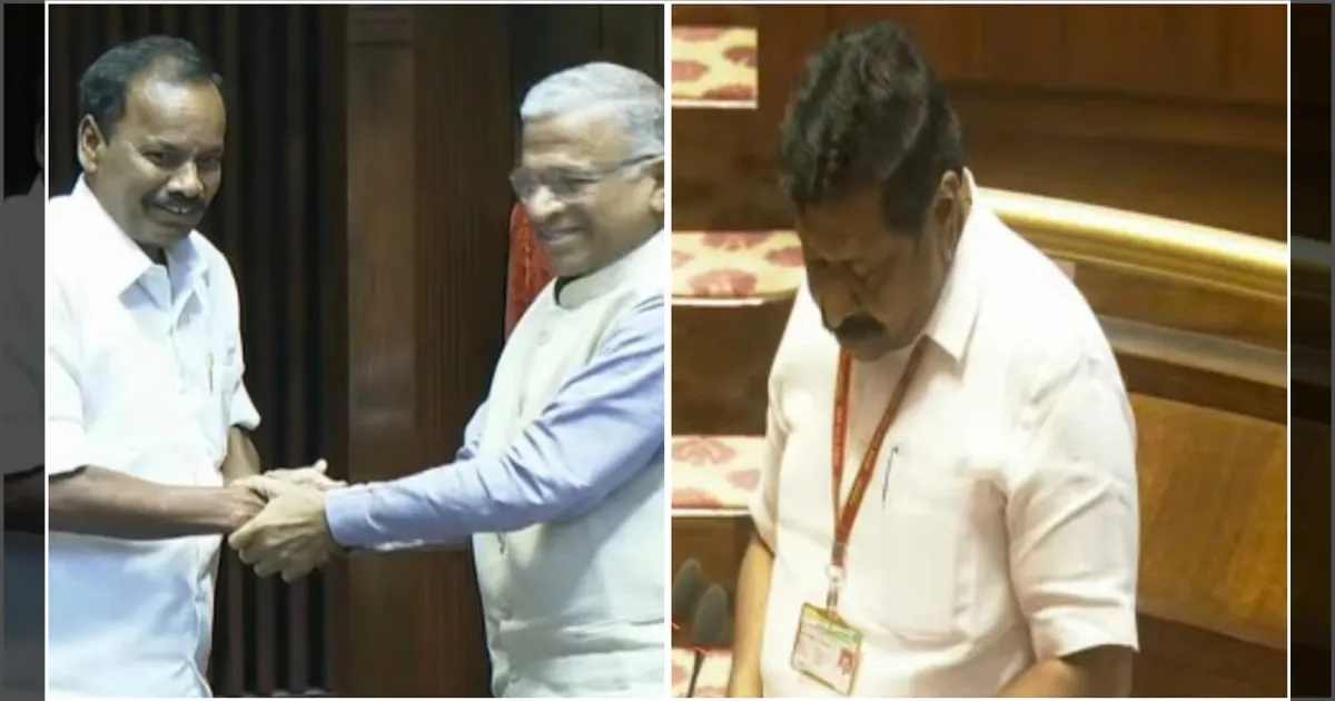 அதிமுக மாநிலங்களவை உறுப்பினர்கள் தமிழில் பதவியேற்பு..! பதவிப்பிரமாணம் செய்து வைத்த ராஜ்யசபா து.தலைவர்..!