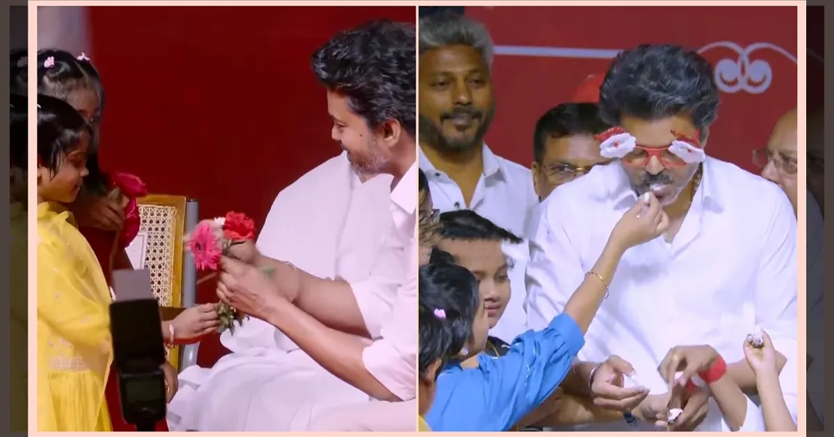 விஜய் UNCLE ஆ… காட்டுங்க..! ஆசையாக விஜய்க்கு கேக் ஊட்டி மகிழ்ந்த குழந்தைகள்… களைகட்டிய கிறிஸ்துமஸ் விழா…!