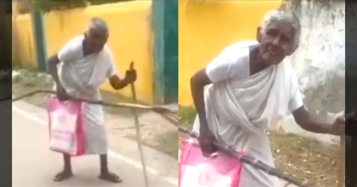 தள்ளாடி பொங்கல் பரிசு தொகுப்பு வாங்கிச் செல்லும் மூதாட்டி...! தாயுமானவர் திட்டம் என்னாச்சு? அதிமுக கண்டனம்..!