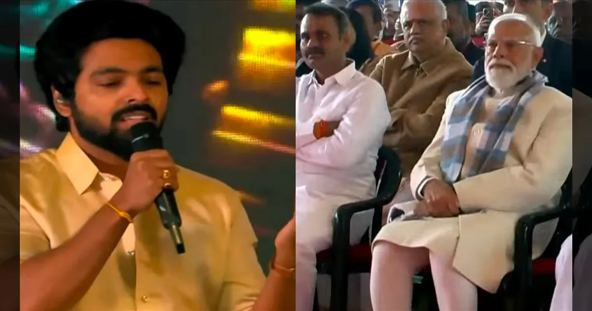 உணர்வே போற்றி... பொங்கல் விழாவில் பாடி அசத்திய G.V..! கலை நிகழ்ச்சிகளை உற்சாகத்துடன் கண்டு ரசித்த பிரதமர் மோடி..!