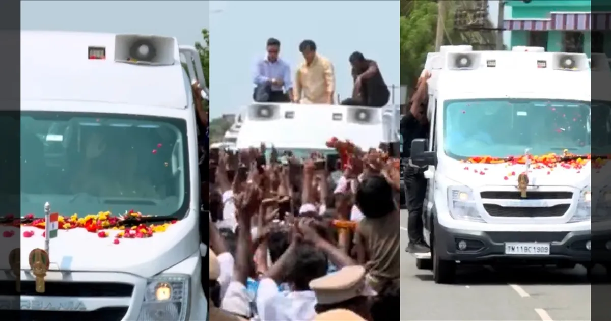மதுரையில் முதல்வர்.. வழிநெடுகிலும் பூமழை... CM விஜய்க்கு உற்சாக வரவேற்பு..!!