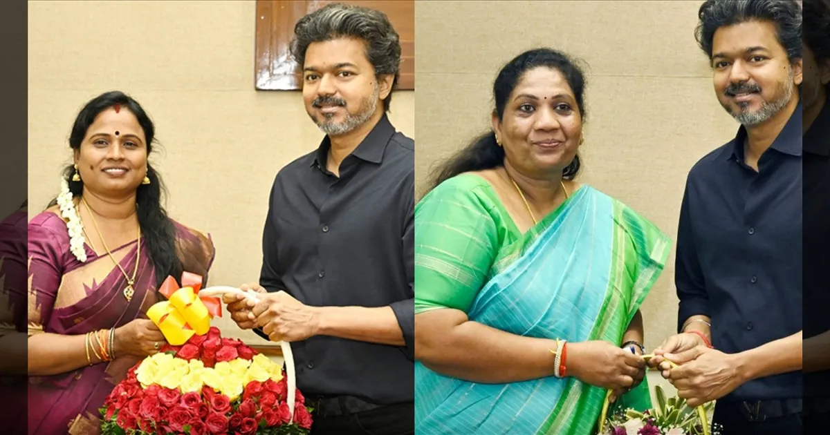 இடைத்தேர்தலில் அடித்து நொறுக்கிய தவெக..! முதல்வர் விஜயை சந்தித்து வாழ்த்து பெற்ற புதிய எம்எல்ஏக்கள்..!!