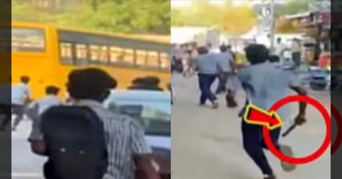 திருப்பூரில் அதிர்ச்சி.! ஆயுதங்களுடன் மோதிக்கொண்ட அரசு பள்ளி மாணவர்கள்..! வைரலாகும் சம்பவம்..!!