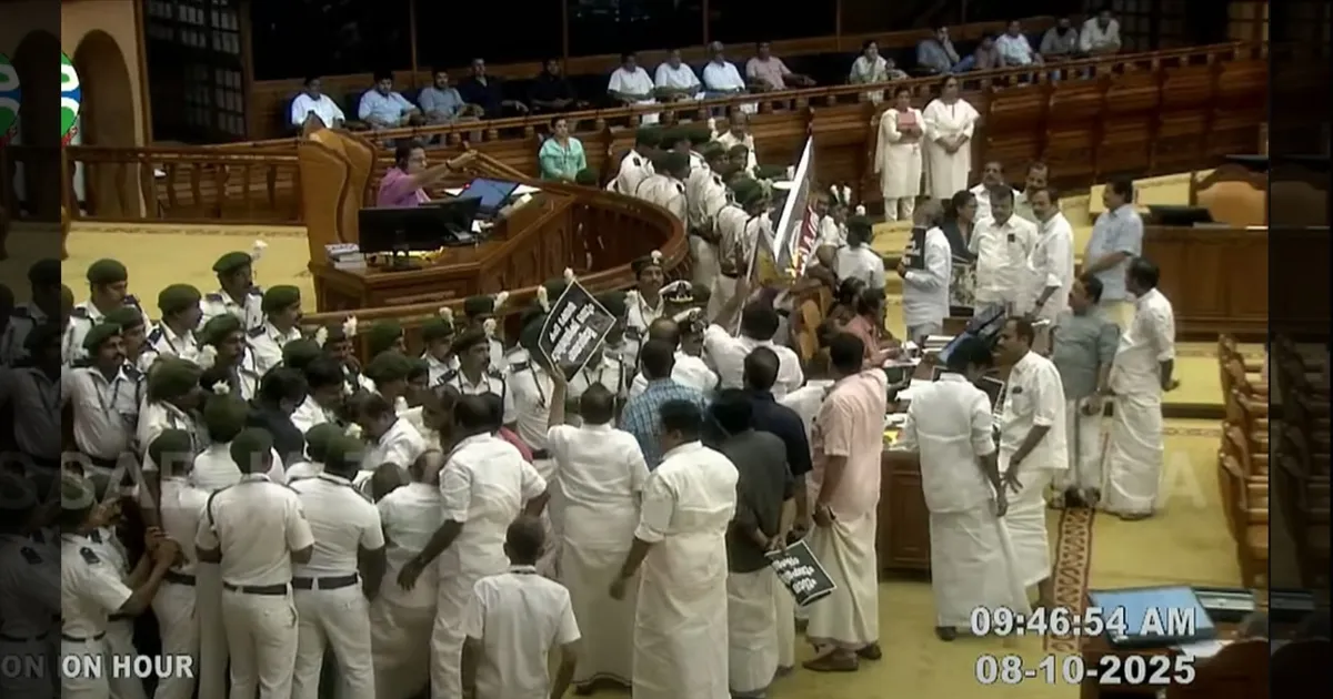 Kerala Assembly Chaos: UDF Ruckus Demands Devaswom Minister's Resignation Over Sabarimala Gold Theft Scandal