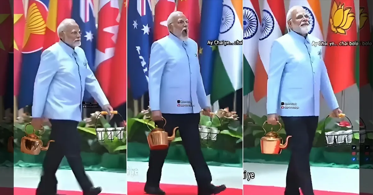 ச்சாய்!! ச்சாய் போலேய்!!! சிவப்பு கம்பளத்தில் தேநீர் குவளையுடன் மோடி! பாஜகவை வம்பிழுக்கும் காங்.,!