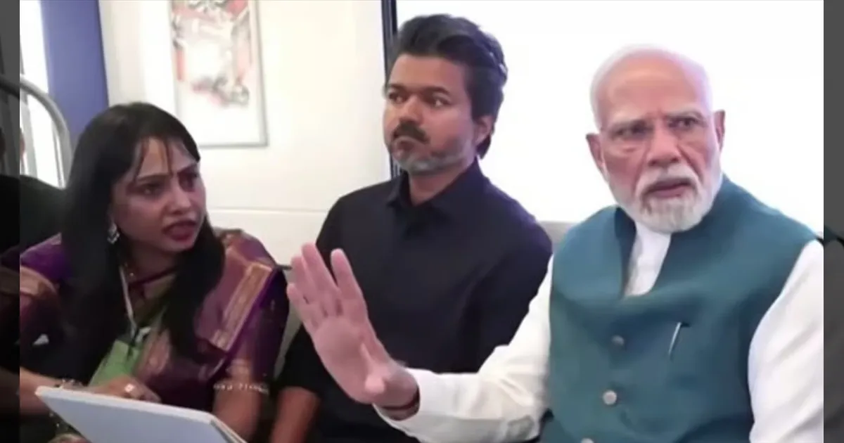 UPI மூலம் மெட்ரோ டிக்கெட் வாங்கிய பிரதமர்! ஒரே ரயிலில் அருகருகே அமர்ந்த மோடி–விஜய்! சுவாரஸ்ய நிகழ்வு!