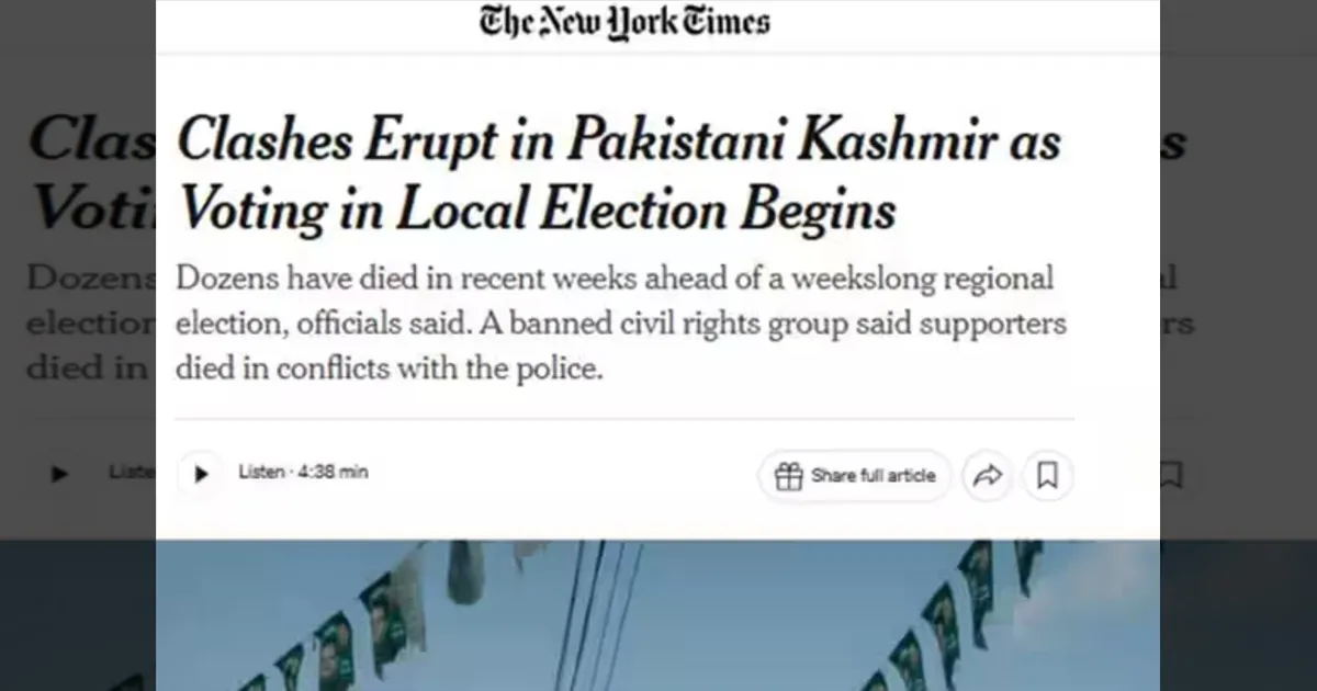 'Pakistan Kashmir' சர்ச்சை! நியூயார்க் டைம்ஸுக்கு இந்தியா கடும் கண்டனம்!