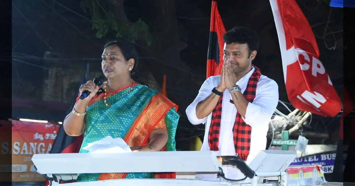 திமுக தேர்தல் அறிக்கை ஒரு மணிமகுடம்! - வில்லிவாக்கத்தில் திமுக வேட்பாளருக்காக பிரேமலதா விஜயகாந்த் அதிரடி பிரசாரம்!