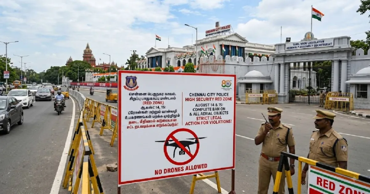 சென்னையில் ‘Red Zone’ அறிவிப்பு! சுதந்திர தினத்தை முன்னிட்டு ட்ரோன்கள் பறக்க தடை!