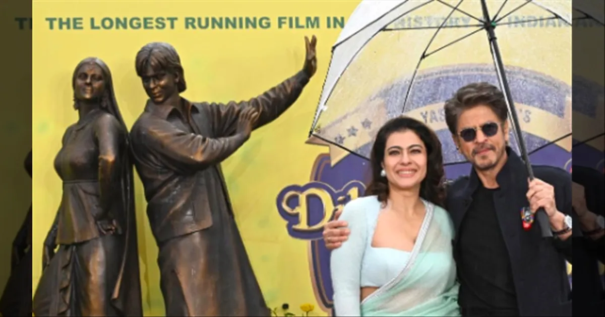 cinema-shah-rukh-khan-and-kajol-unveil-dilwale-dulhania-le-jayenge-bronze-statue-in-london-tamilcinema