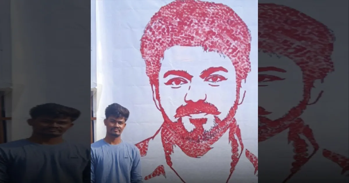 முத்த மழையில் விஜய்! ரசிகரின் அசரவைக்கும் சம்பவம்...