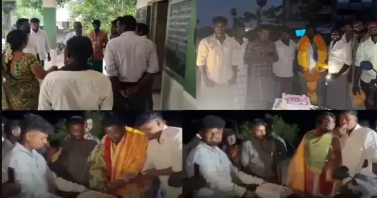 அரசுப் பள்ளியில் கேக் வெட்டி பிறந்தநாள் கொண்டாடிய தவெக நிர்வாகி... அதிகாரி போல் ஆய்வு செய்ததால் சர்ச்சை...!